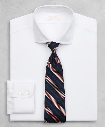 Brooks Brothers Golden Fleece Milano Slim-fit Dress Shirt, English Collar White Herringbone