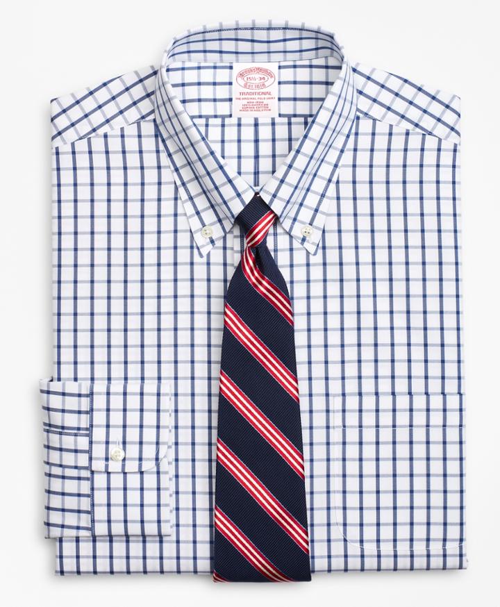 Brooks Brothers Men's Relaxed Fit Relaxed-fit Dress Shirt, Non-iron Windowpane