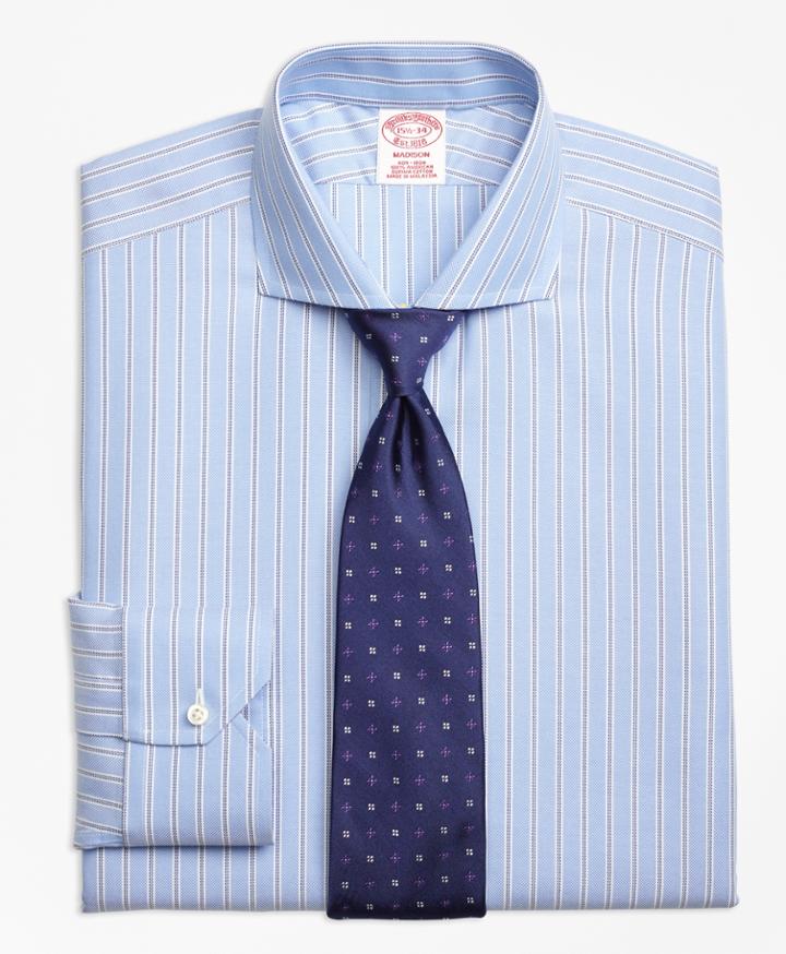 Brooks Brothers Men's Non-iron Regular Fit Royal Oxford Twin Stripe Dress Shirt