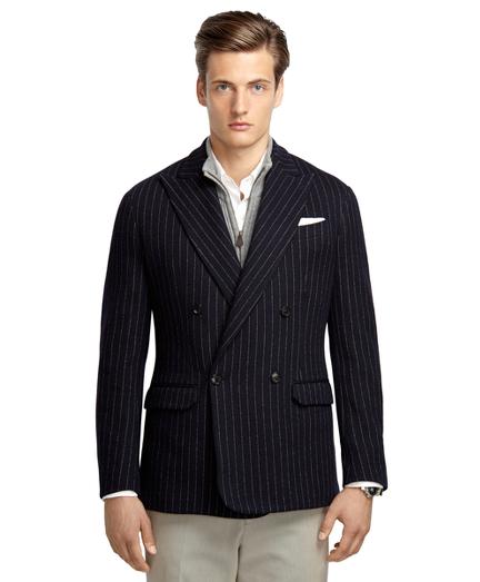 Brooks Brothers Navy Stripe Double-breasted Knit Blazer