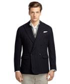Brooks Brothers Navy Stripe Double-breasted Knit Blazer