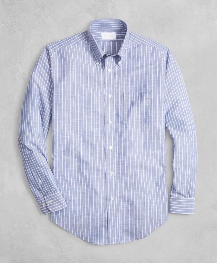 Brooks Brothers Men's Golden Fleece Regent Fit Striped Chambray Sport Shirt