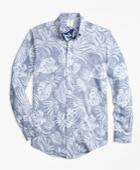 Brooks Brothers Men's Milano Fit Reverse Palm Tree Print Sport Shirt