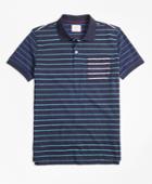 Brooks Brothers Men's Stripe Slub Cotton Fun Polo Shirt