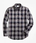 Brooks Brothers Men's Milano Fit Yarn-dyed Oxford Grey Plaid Sport Shirt