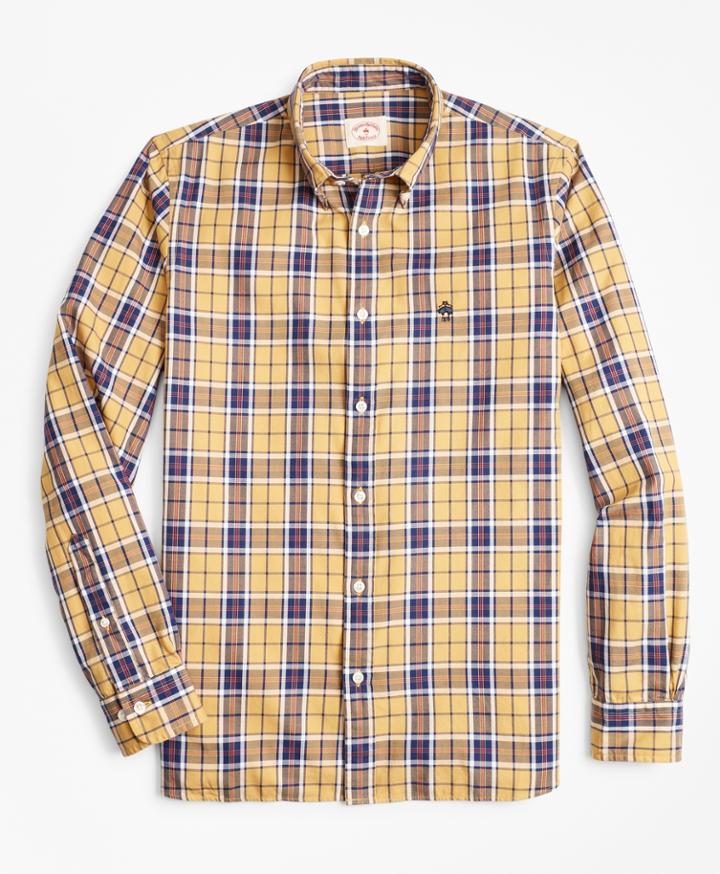 Brooks Brothers Men's Plaid Basketweave Oxford Sport Shirt