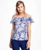 Brooks Brothers Paisley Off-the-shoulder Blouse