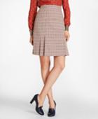 Brooks Brothers Women's Petite Houndstooth-checked Stretch-wool Pleated Skirt