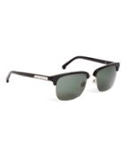 Brooks Brothers Black Clubmaster Sunglasses With Green Lens