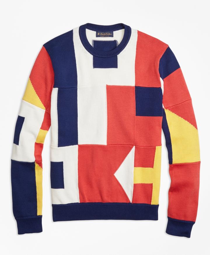 Brooks Brothers Men's Supima Cotton Signal Flag Crewneck Sweater
