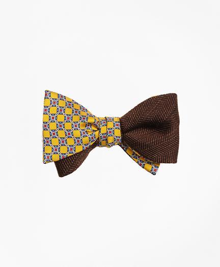 Brooks Brothers Diamond Link Print With Melange Herringbone Reversible Bow Tie