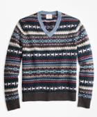 Brooks Brothers Men's Fair Isle Wool-blend V-neck Sweater
