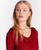 Brooks Brothers Women's Ruffle-trimmed Sparkle-knit Sweater