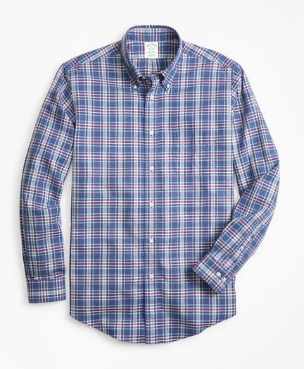 Brooks Brothers Non-iron Milano Fit Herringbone Plaid Sport Shirt
