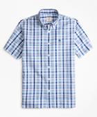 Brooks Brothers Plaid Seersucker Cotton Short-sleeve Sport Shirt