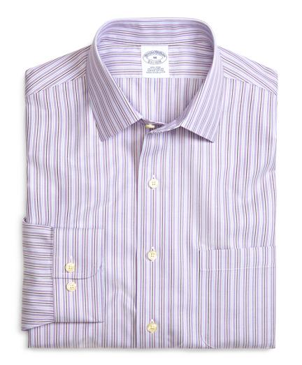 Brooks Brothers Supima Cotton Non-iron Slim Fit Lavender Stripe Twill Sport Shirt