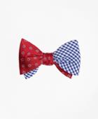 Brooks Brothers Men's Framed Polka Dot With Gingham Reversible Bow Tie