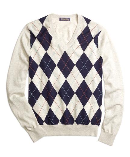 Brooks Brothers Argyle V-neck Sweater