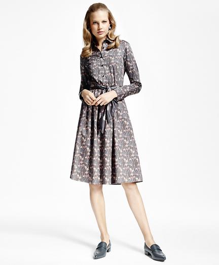 Brooks Brothers Petite Botanical-print Cotton Sateen Shirtdress