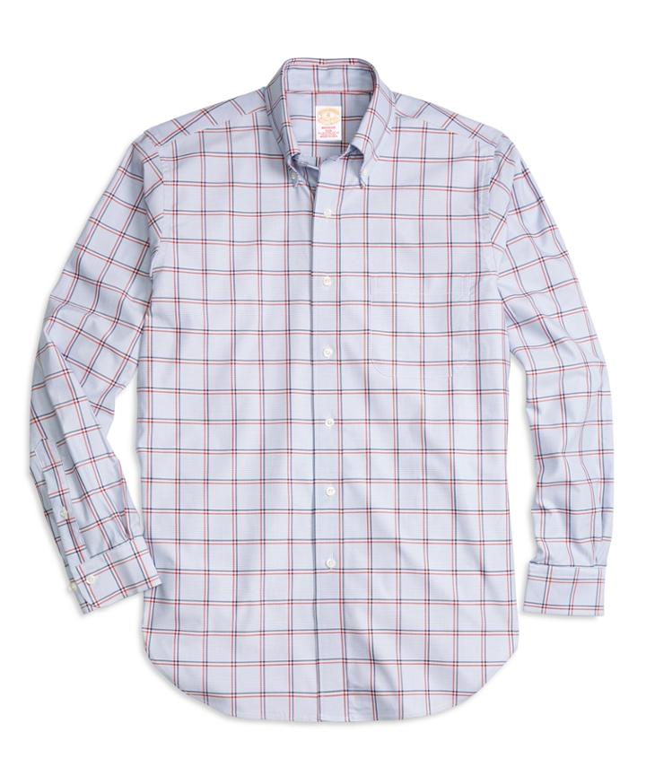 Brooks Brothers Men's Golden Fleece Madison Fit Bold Windowpane Sport Shirt