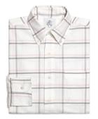 Brooks Brothers White Pink And Grey Large Windowpane Button-down Shirt