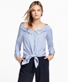 Brooks Brothers Off-the-shoulder Striped Cotton Shirt