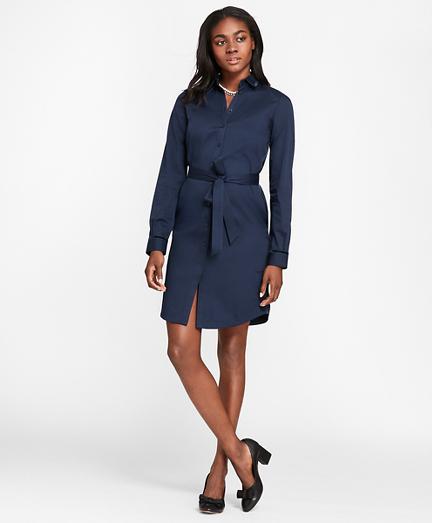 Brooks Brothers Velvet-trimmed Cotton Sateen Shirt Dress