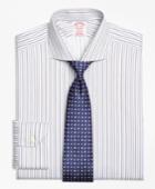 Brooks Brothers Men's Non-iron Regular Fit Alternating Triple Stripe Dress Shirt