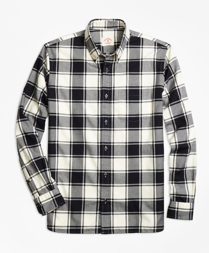 Brooks Brothers Men's Checkered Brushed-cotton Flannel Sport Shirt