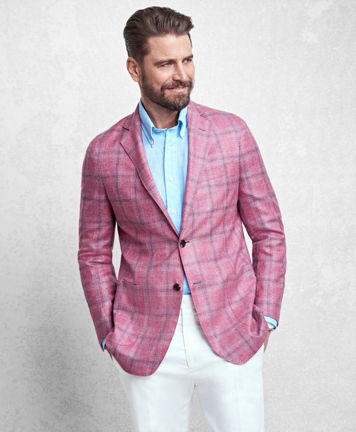 Brooks Brothers Men's Golden Fleece Rose Plaid Sport Coat
