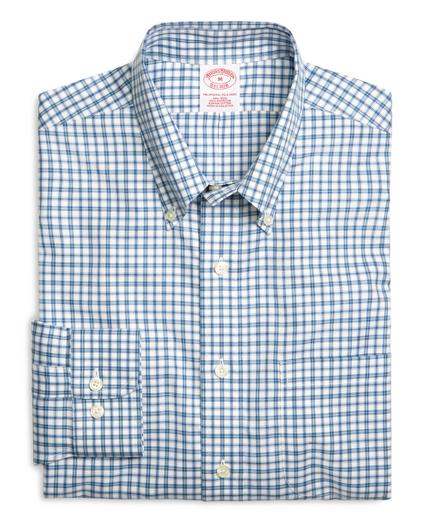 Brooks Brothers Supima Cotton Non-iron Regular Fit Blue Check Twill Sport Shirt