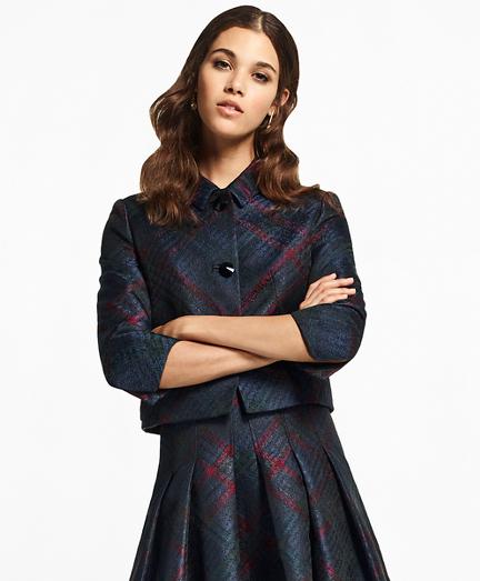 Brooks Brothers Tartan Sparkle Jacquard Cropped Jacket