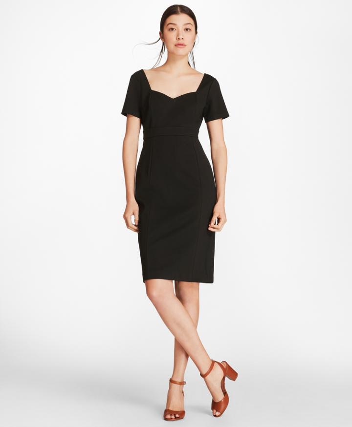 Brooks Brothers Women's Petite Ponte-knit Sweetheart-neck Sheath Dress