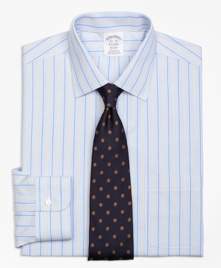 Brooks Brothers Men's Non-iron Slim Fit Hairline Alternating Stripe Dress Shirt