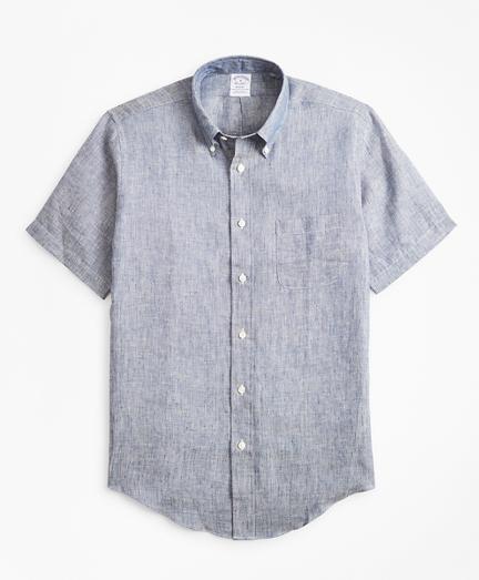 Brooks Brothers Regent Fit Dobby Irish Linen Short-sleeve Sport Shirt