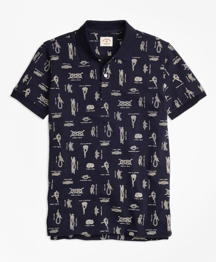Brooks Brothers Men's Sailors' Knot Print Pique Polo Shirt