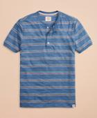 Brooks Brothers Multi-color Stripe Slub Jersey Short-sleeve Henley