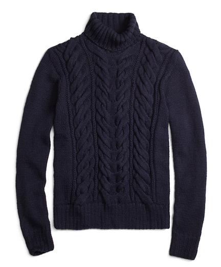 Brooks Brothers Alpaca Handknit Cable Turtleneck Sweater