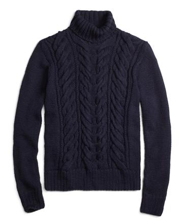 Brooks Brothers Alpaca Handknit Cable Turtleneck Sweater