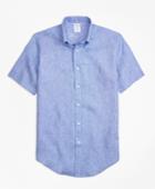 Brooks Brothers Men's Regent Fit End-on-end Irish Linen Short-sleeve Sport Shirt