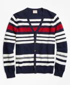Brooks Brothers Men's Striped Pique Cardigan