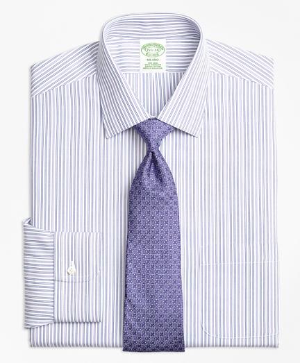 Brooks Brothers Non-iron Milano Fit Alternating Double Stripe Dress Shirt