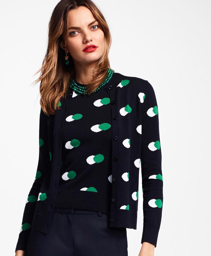 Brooks Brothers Women's Halftone Dot Supima Cotton Cardigan