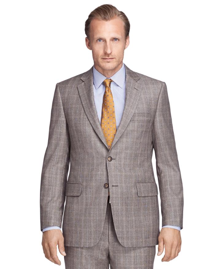 Brooks Brothers Men's Madison Fit Brown Plaid 1818 Suit