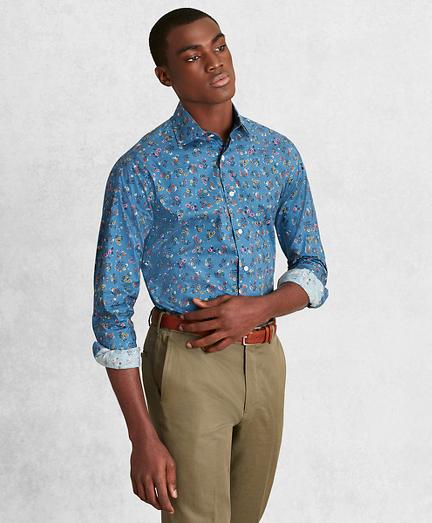 Brooks Brothers Golden Fleece Regent Fit Blue Floral Sport Shirt