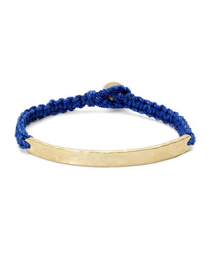 Brooks Brothers Hammered Metal Silk Cord Bracelet