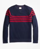 Brooks Brothers Men's Striped French Terry Crewneck Sweatshirt