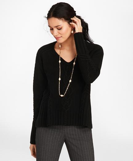 Brooks Brothers Cable-knit Cashmere Swing Sweater