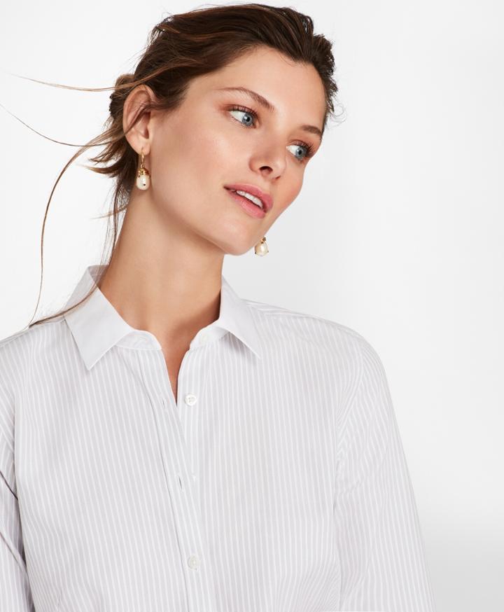 Brooks Brothers Women's Bengal Stripe Cotton Fitted Shirt