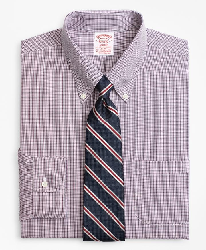 Brooks Brothers Men's Stretch Regular Fit Classic-fit Dress Shirt, Non-iron Micro-check